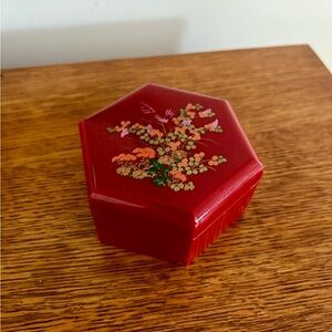 Red Hexagonal Floral Trinket Boxes (3)